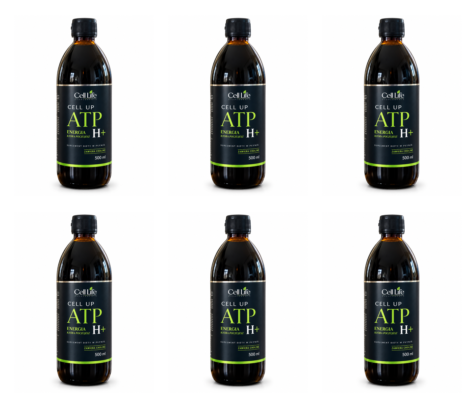 Cell Up ATP H+ 500ml Suplement Energia Koncentracja Odporność — Pakiet 6 szt.