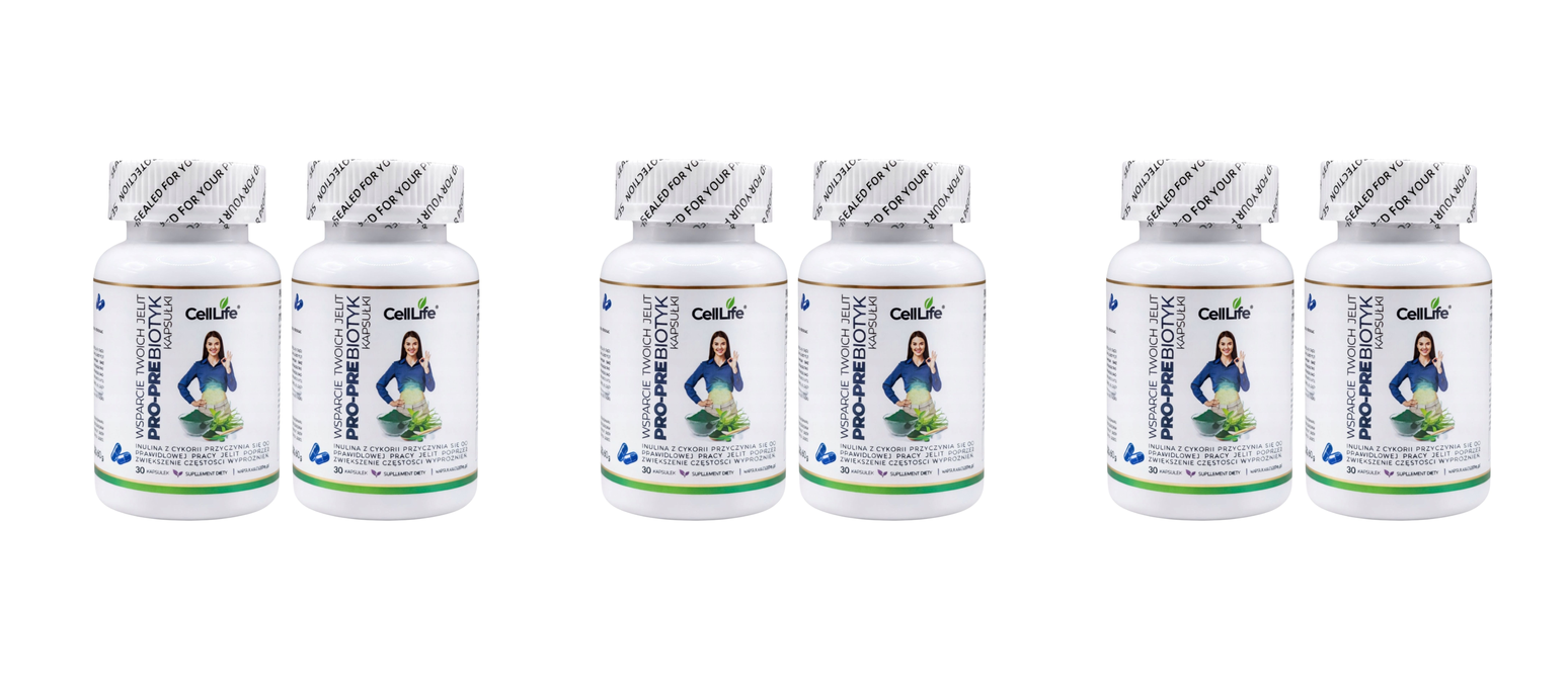 Suplement diety CELL LIFE PRO-PRE BIOTIC wsparcie twoich jelit 60 kapsułek — Pakiet 3 szt.