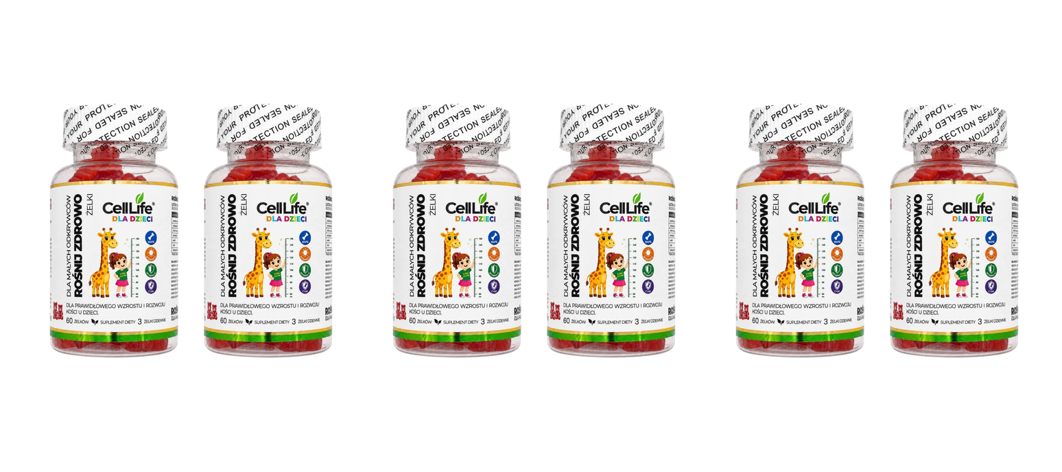 Cell Life Żelki dla Dzieci Rośnij Zdrowo D3 K2 MK7 Cynk Witamina C 120 szt — Pakiet 3 szt.