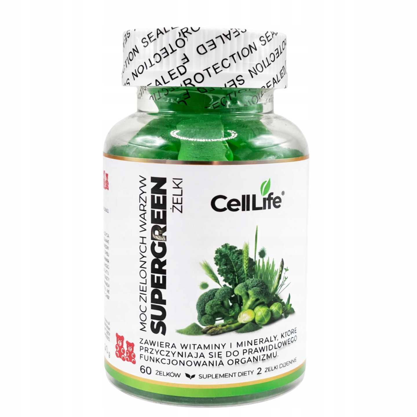 Suplementy diety Cell Life Odporność Jelita Witamina C SuperGreen Prebiotyk