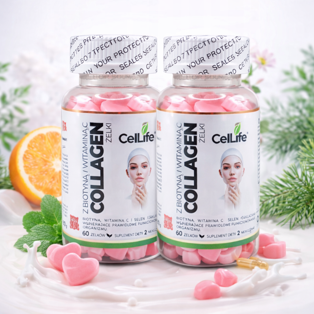 Suplement diety CELL LIFE Collagen z biotyną i witaminą C 120 żelków