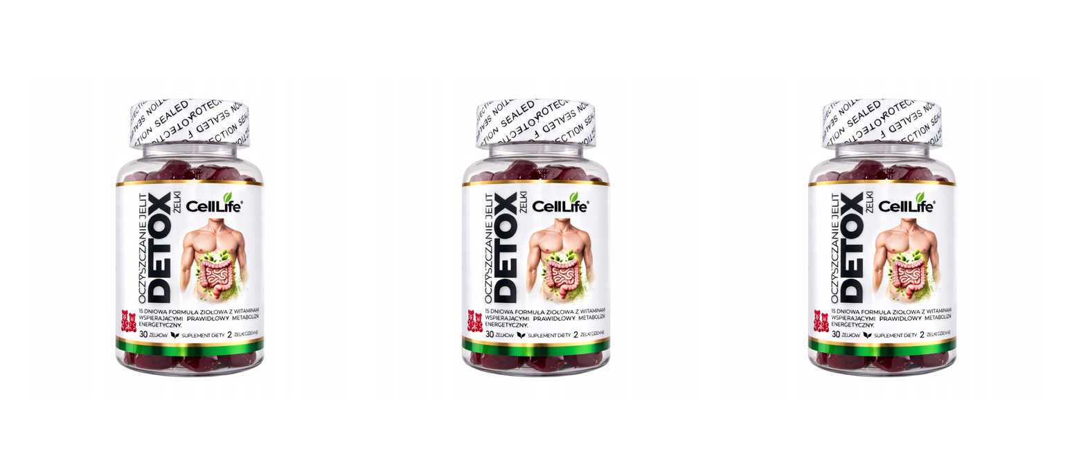 Suplement diety Cell Life Detox oczyszczanie jelit żelki 30 szt Pomarańcza — Pakiet 3 szt.