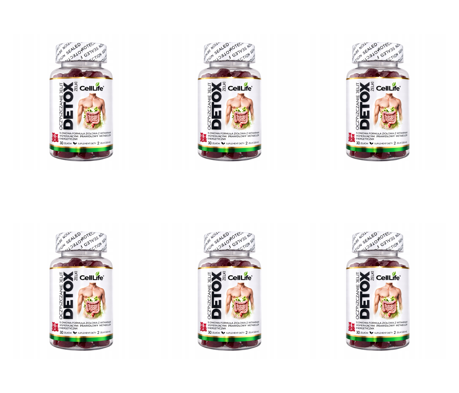 Suplement diety Cell Life Detox oczyszczanie jelit żelki 30 szt Pomarańcza — Pakiet 6 szt.
