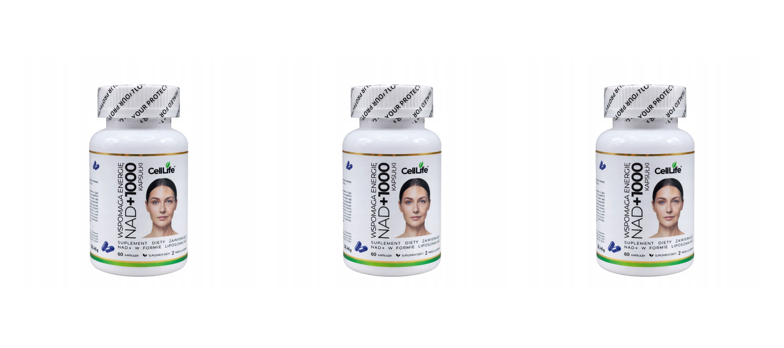 Suplement diety CELL LIFE NAD+1000 wspomaga energię 60 kapsułek — Pakiet 3 szt.