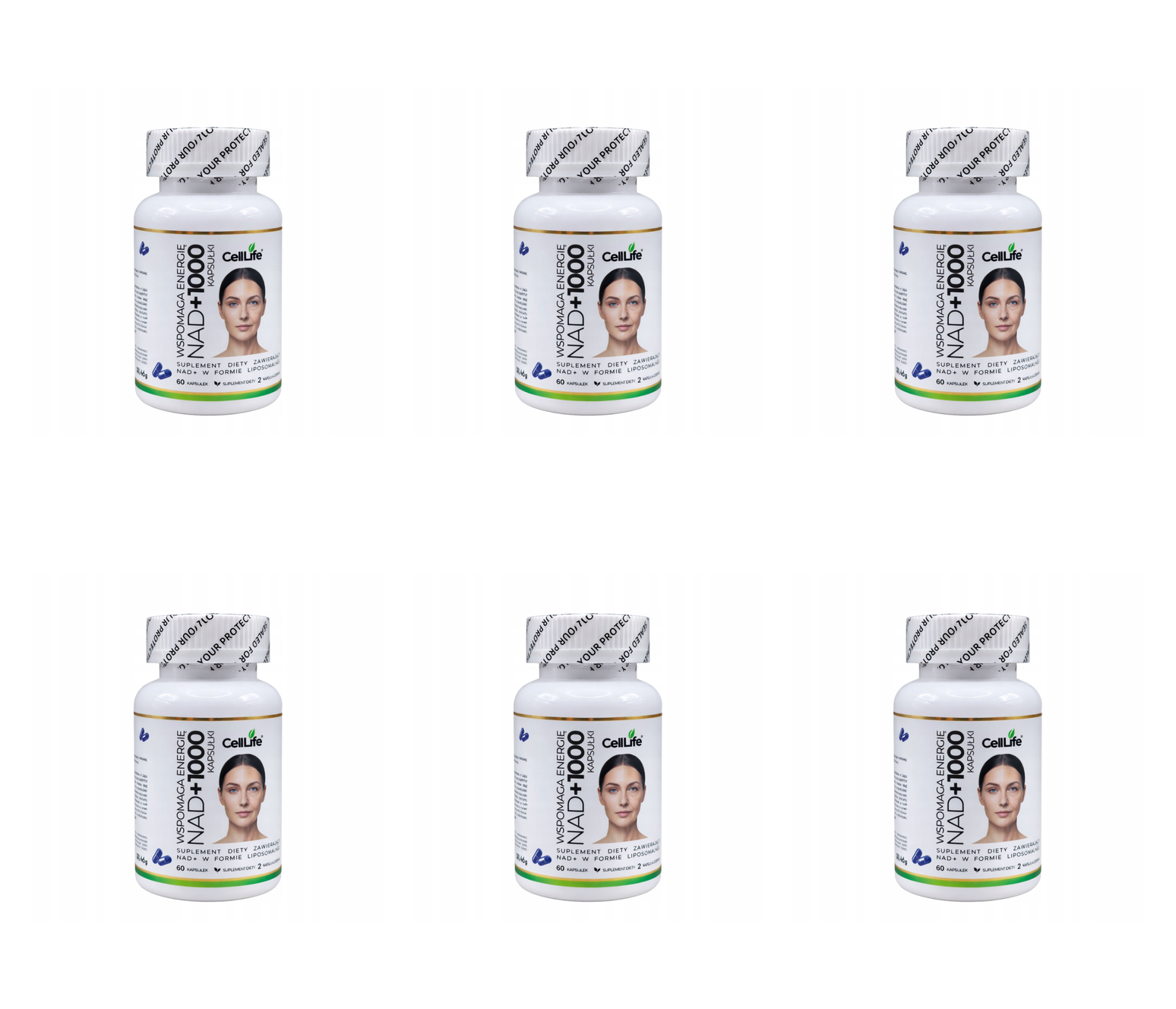 Suplement diety CELL LIFE NAD+1000 wspomaga energię 60 kapsułek — Pakiet 6 szt.
