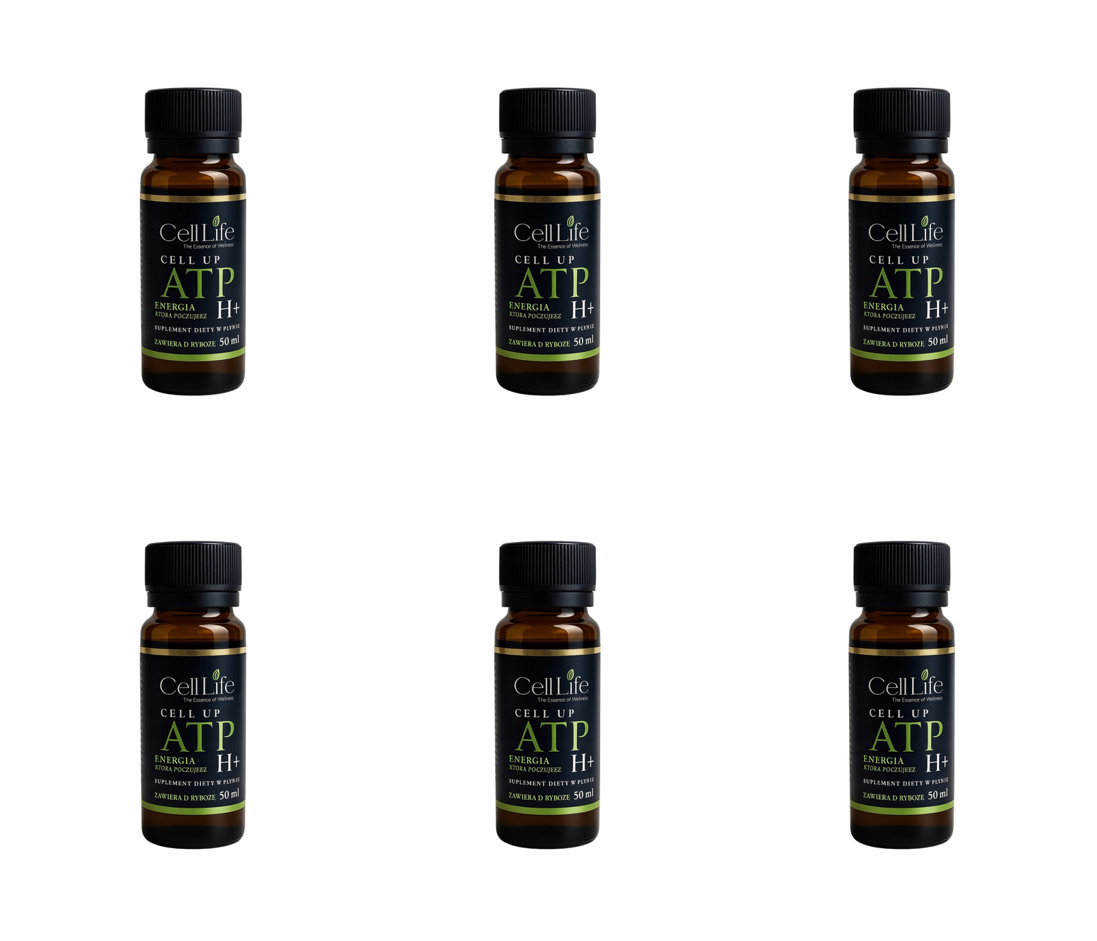 CELL UP ATP H+ Gingko biloba D-Ryboza w Płynie 50ml Koncentracja Energia — Pakiet 6 szt.