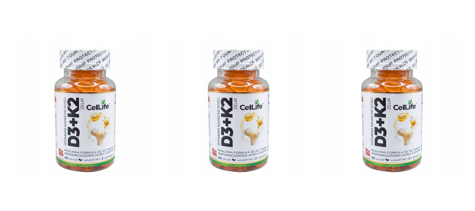 Suplement diety CELL LIFE Witamina D3 K2 na mocne kości 60 żelków — Pakiet 3 szt.