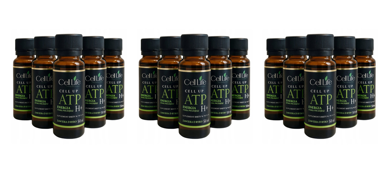 CELL UP ATP H+ 5x50ml Gingko biloba D-Ryboza Suplement w Płynie Energia Wersja Travel — Pakiet 3 szt.