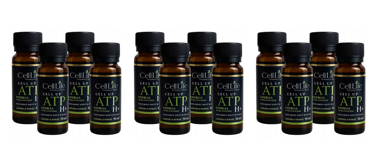 CELL UP ATP H+ Gingko biloba D-Ryboza w Płynie 4x50ml Koncentracja Energia — Pakiet 3 szt.