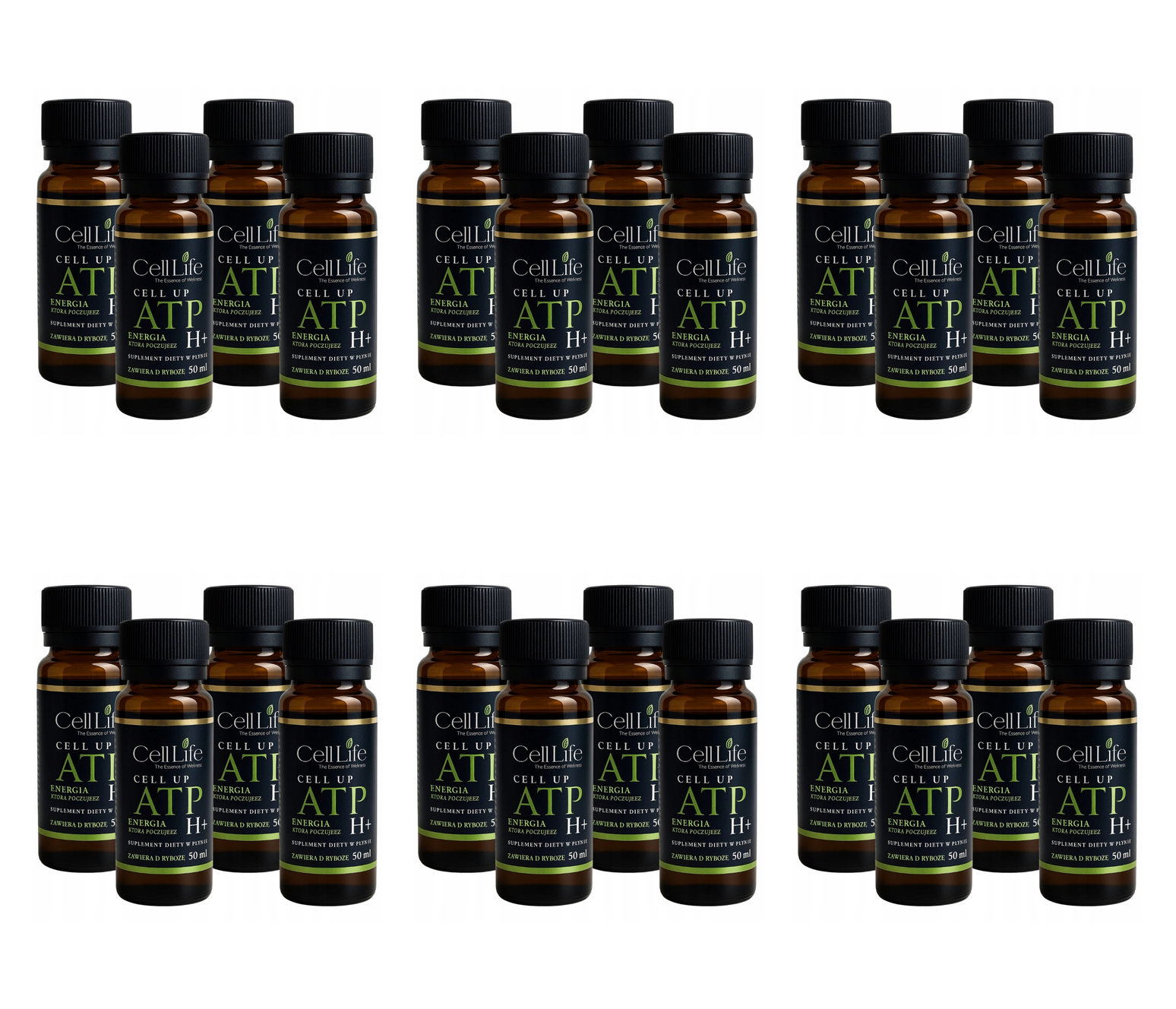 CELL UP ATP H+ Gingko biloba D-Ryboza w Płynie 4x50ml Koncentracja Energia — Pakiet 6 szt.