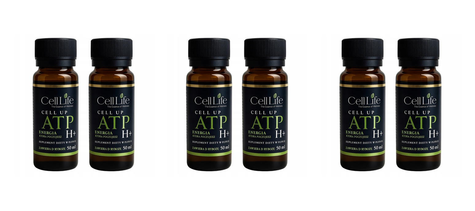 CELL UP ATP H+ Gingko biloba D-Ryboza w Płynie 2x50ml Koncentracja Energia — Pakiet 3 szt.