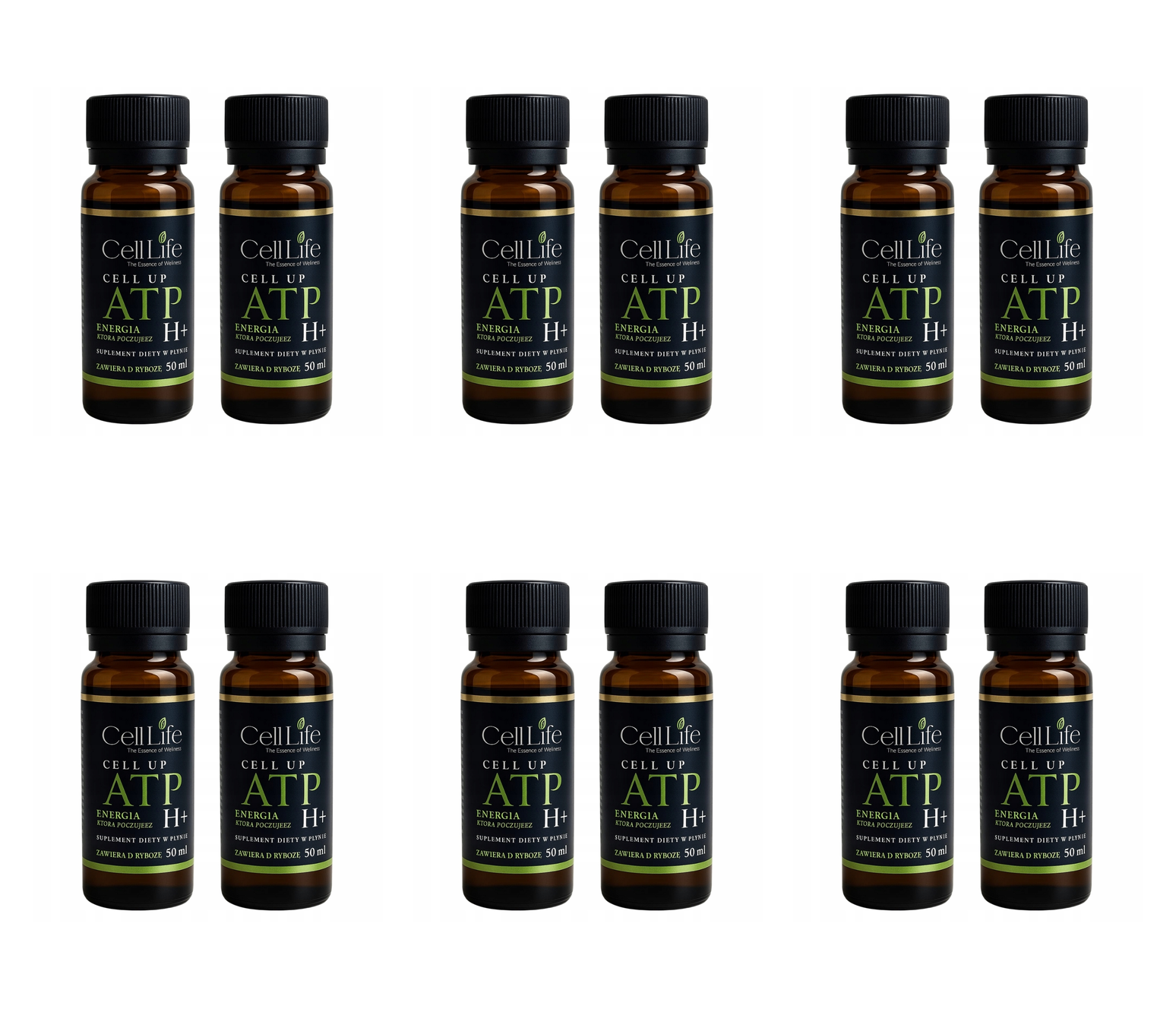 CELL UP ATP H+ Gingko biloba D-Ryboza w Płynie 2x50ml Koncentracja Energia — Pakiet 6 szt.