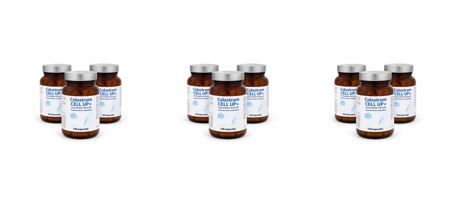 Cell Up Colostrum+ 3 x 108 kaps - odporność energia stres siara bydlęca — Pakiet 3 szt.