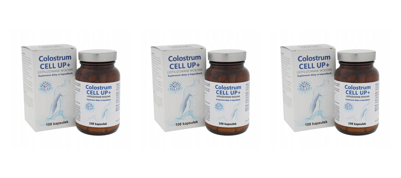 Cell Up Colostrum+ 2 x 108 kaps - odporność energia stres siara bydlęca — Pakiet 3 szt.