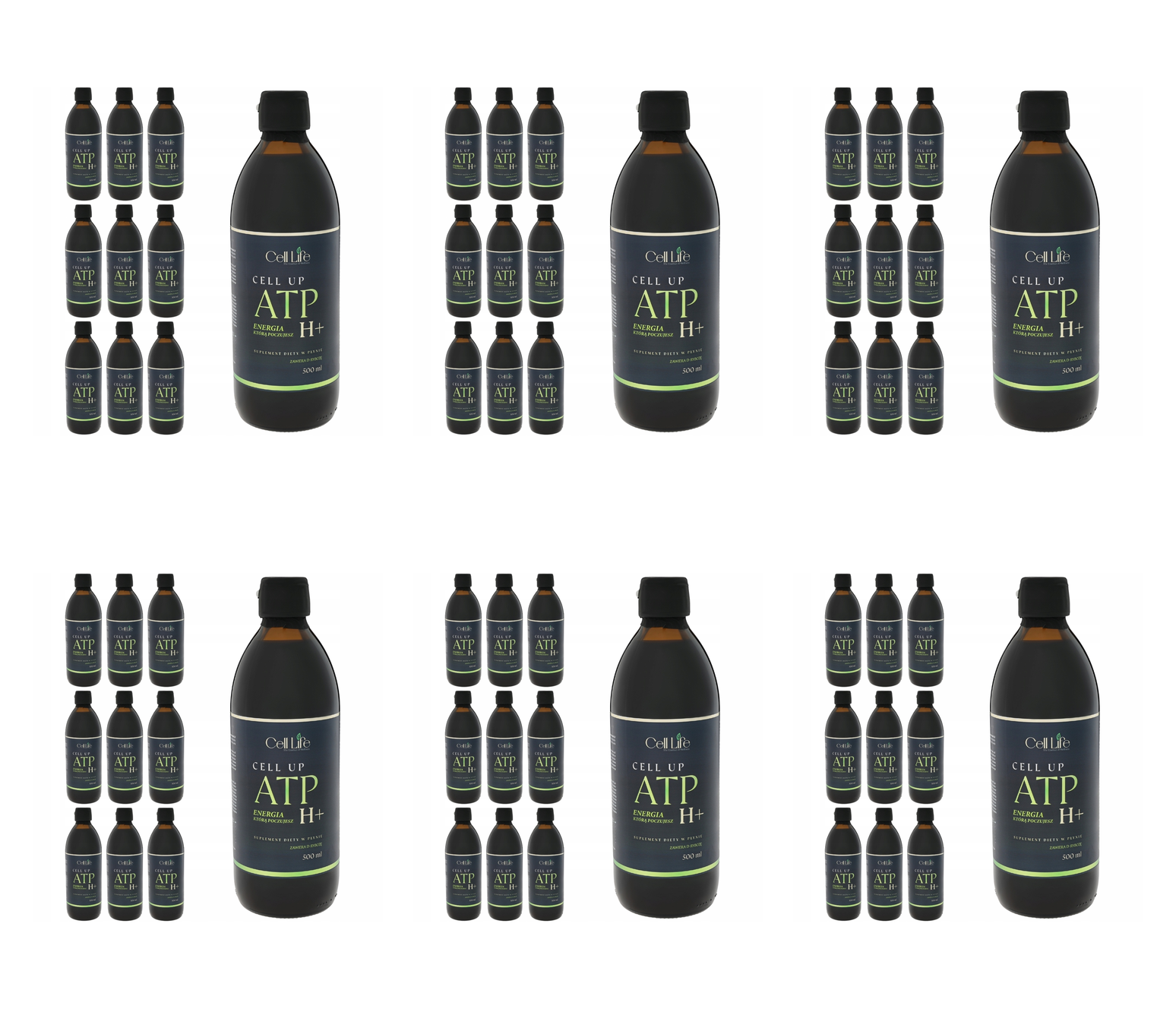 Cell Up ATP H+ 9x 500ml Suplement Energia Koncentracja Odporność — Pakiet 6 szt.
