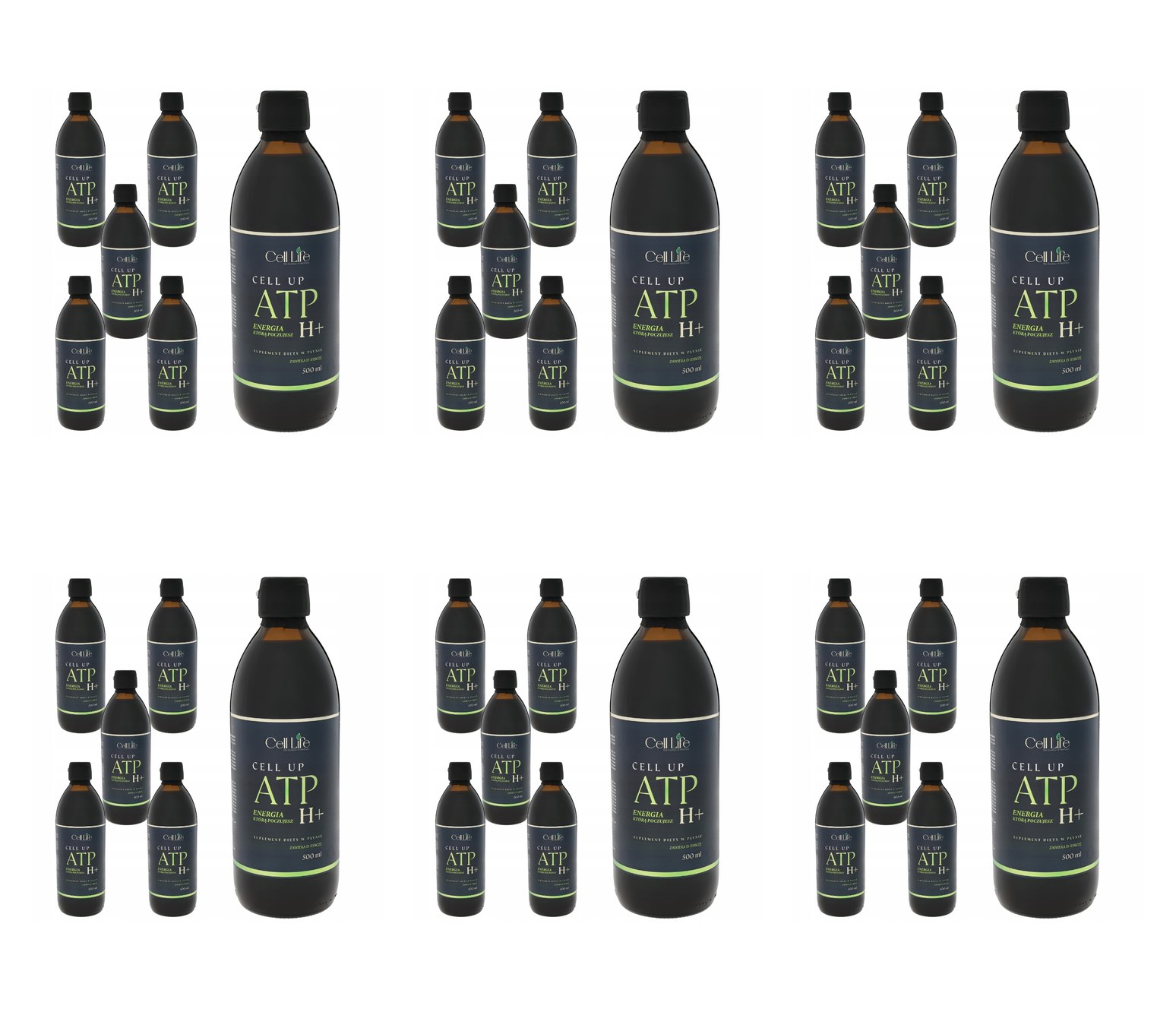 Cell Up ATP H+ 5x 500ml Suplement Energia Koncentracja Odporność — Pakiet 6 szt.