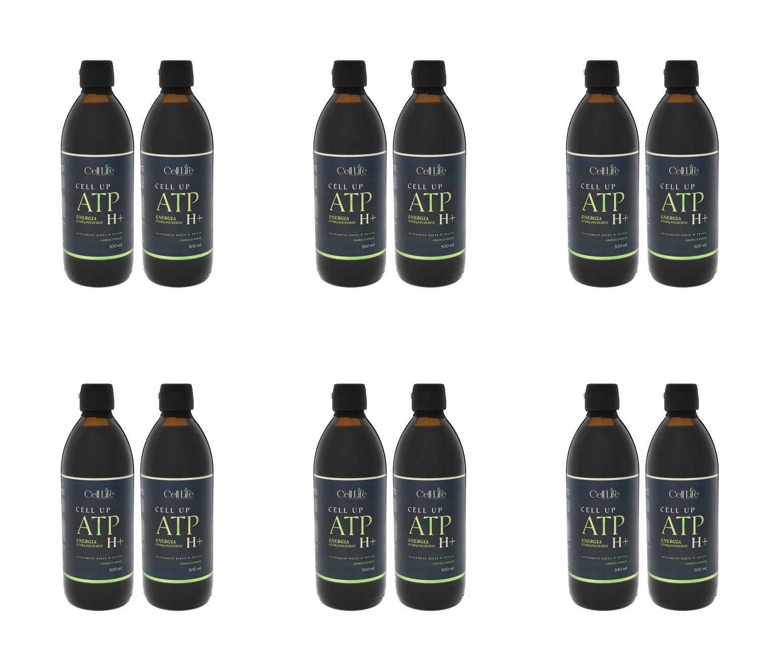 Cell Up ATP H+ 2x500ml Suplement Energia Koncentracja Odporność — Pakiet 6 szt.