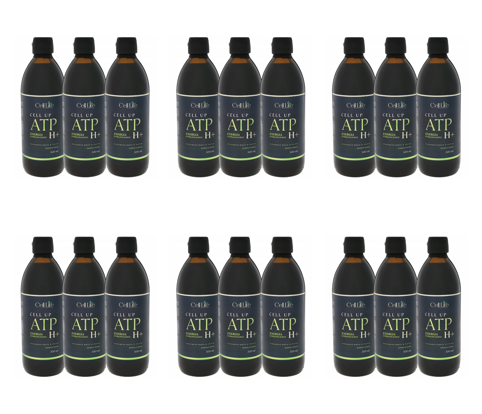 Cell Up ATP H+ 3x 500ml Suplement Energia Koncentracja Odporność — Pakiet 6 szt.