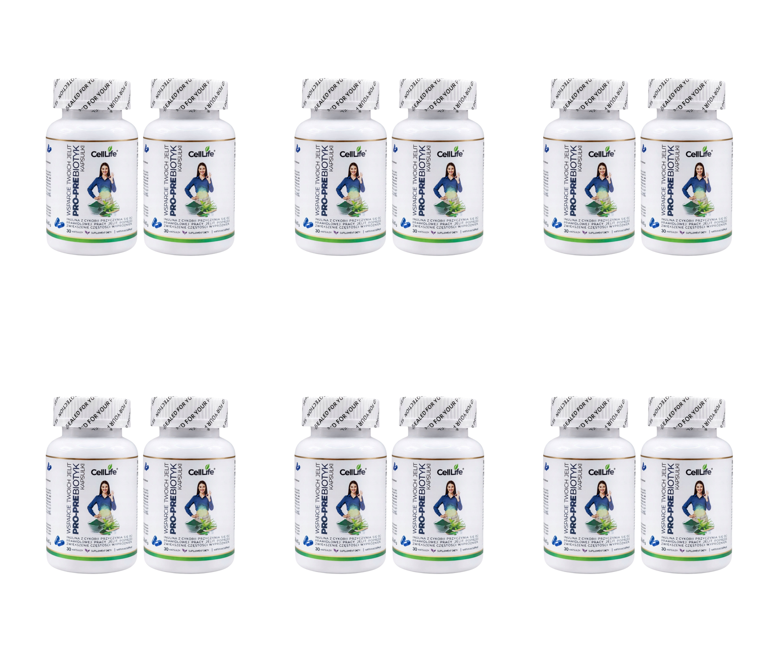 Suplement diety CELL LIFE PRO-PRE BIOTIC wsparcie twoich jelit 60 kapsułek — Pakiet 6 szt.