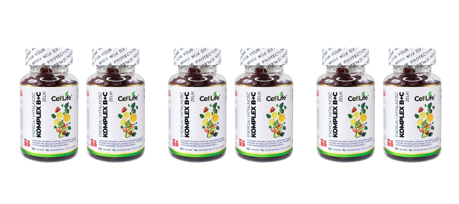 Suplement diety CELL LIFE Komplex B C energia i witalność 120 żelków — Pakiet 3 szt.