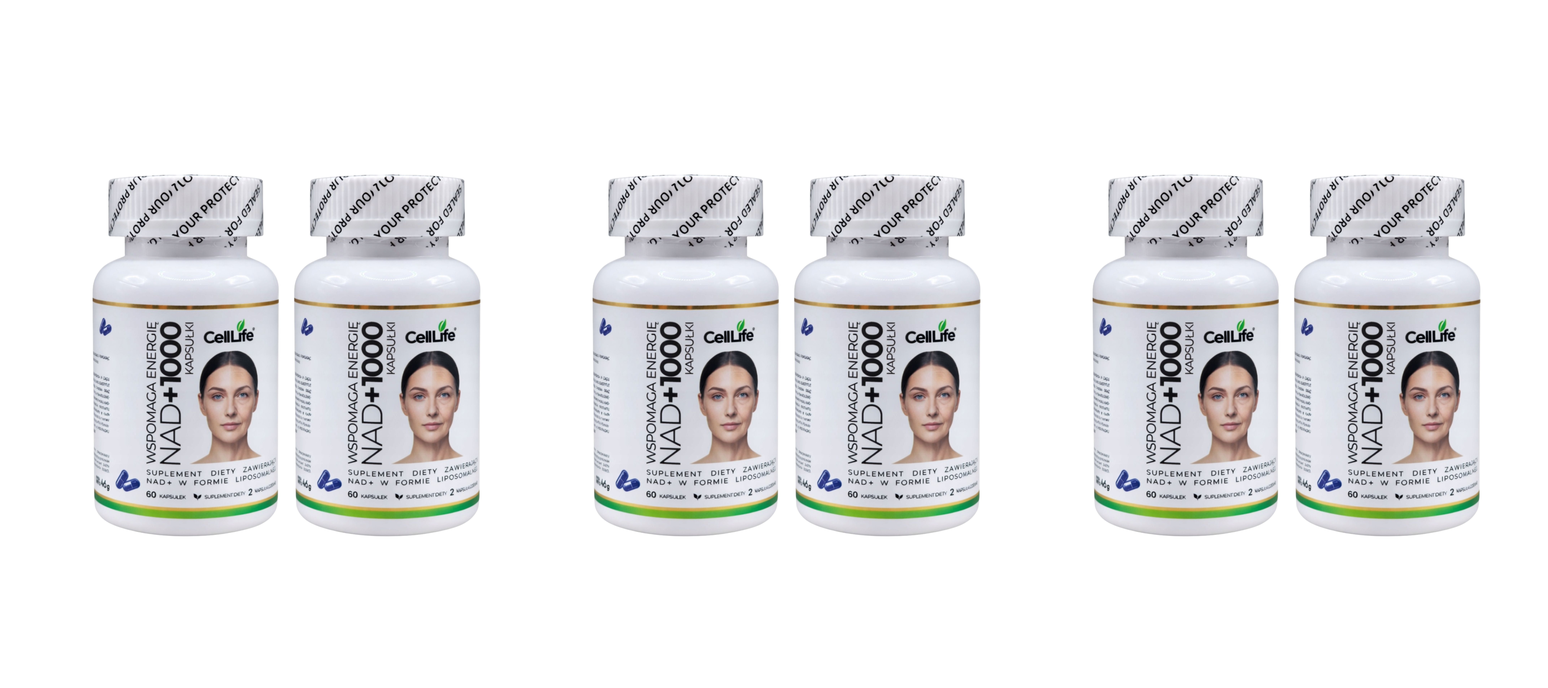 Suplement diety CELL LIFE NAD+1000 wspomaga energię 120 kapsułek — Pakiet 3 szt.