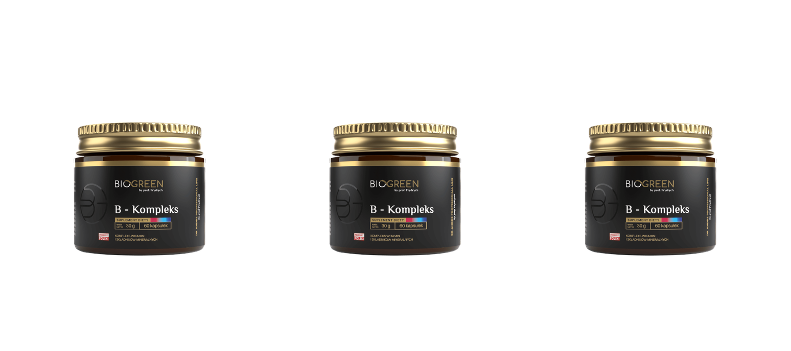 B- KOMPLEX, Kompleks Witamin z grupy B – 60 Kapsułek – 120 Dni — Pakiet 3 szt.