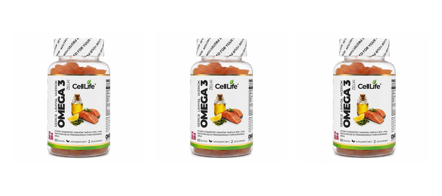 Cell Life Omega 3 Żelki Olej z Alg Morskich EPA DHA 1000 mg 60 szt. — Pakiet 3 szt.