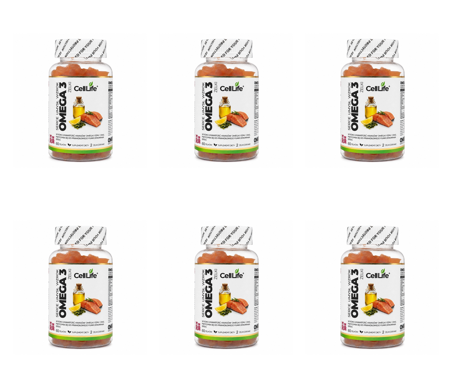 Cell Life Omega 3 Żelki Olej z Alg Morskich EPA DHA 1000 mg 60 szt. — Pakiet 6 szt.
