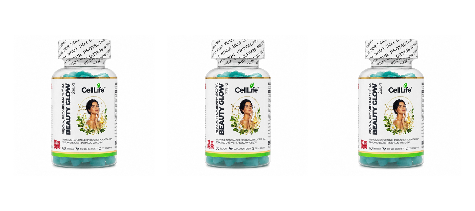 Cell Life Beauty Glow Żelki włosy skóra paznokcie L-Glutation 500 mg 60szt. — Pakiet 3 szt.
