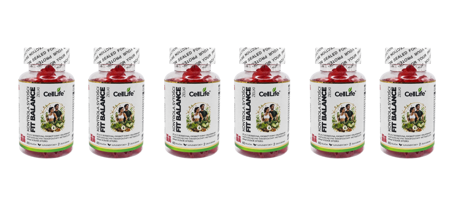 Kontrola Apetytu Berberyna Konjac CELL LIFE Fit Balance 120 żelków — Pakiet 3 szt.