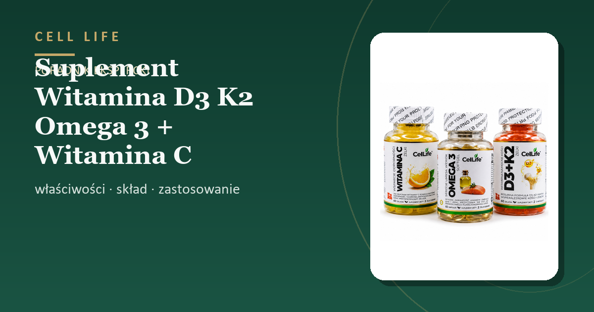 Suplement Witamina D3 K2 Omega 3 + Witamina C Odporność Energia — właściwości, skład i zastosowanie