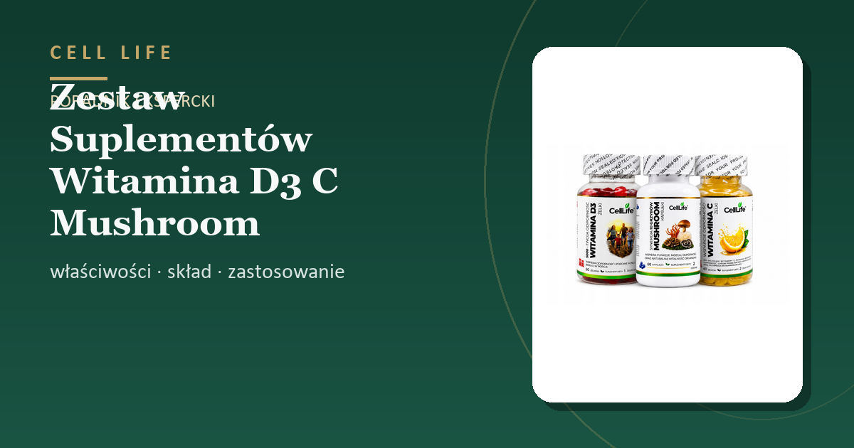 Zestaw Suplementów Witamina D3 C Mushroom Odporność Energia — właściwości, skład i zastosowanie