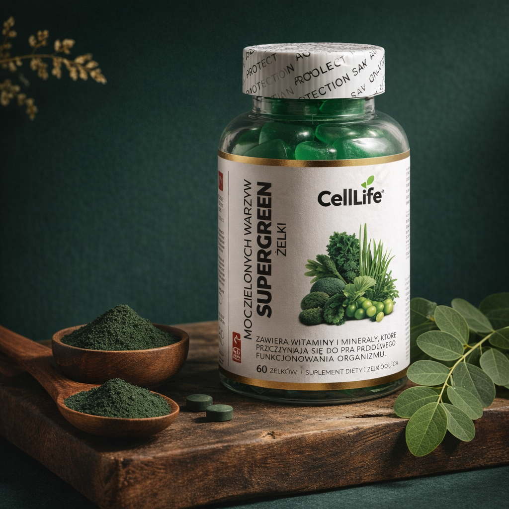 Suplement diety Cell-Life Supergreen Moc zielonych warzyw żelki 60 sztuk
