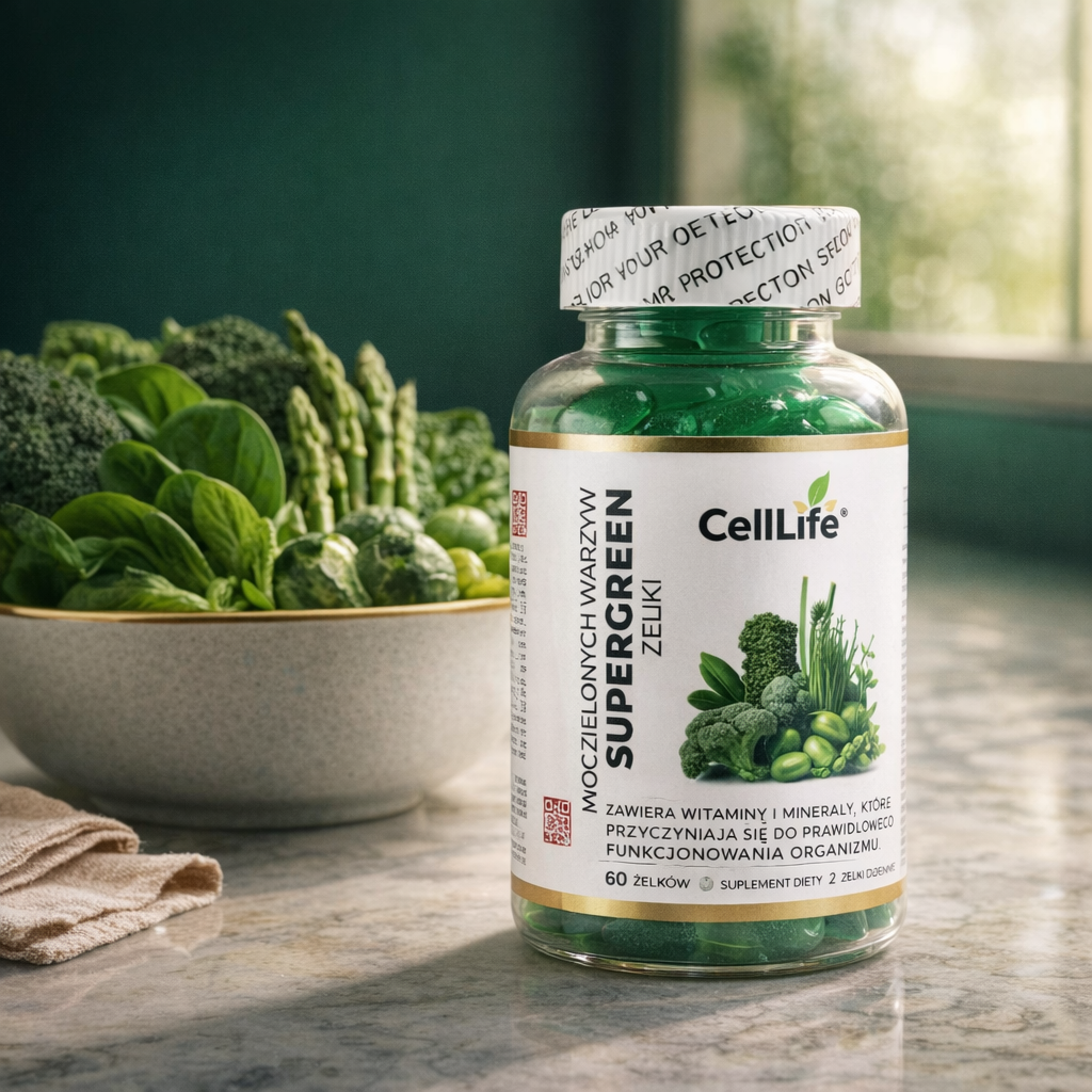 Suplement diety Cell-Life Supergreen Moc zielonych warzyw żelki 60 sztuk