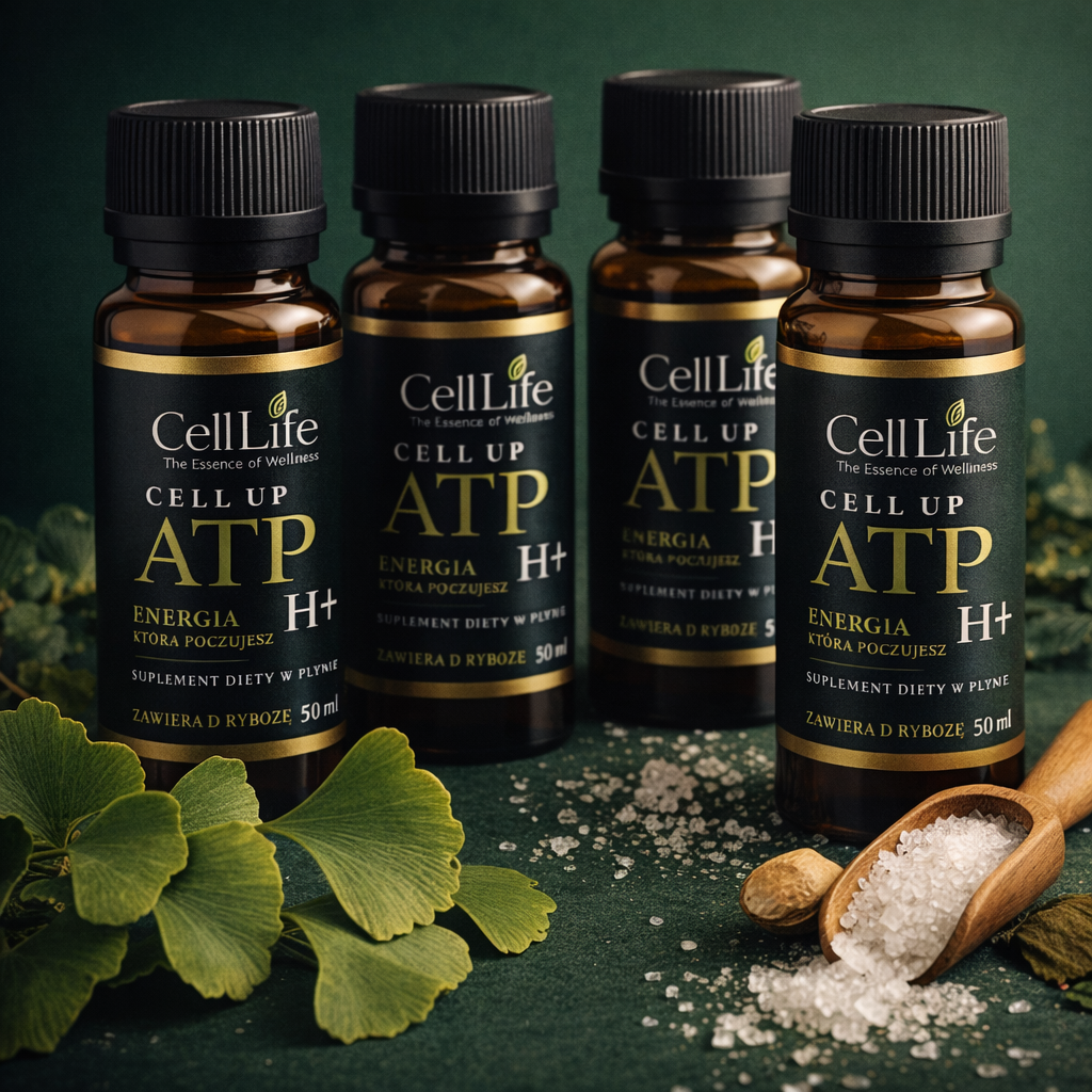 CELL UP ATP H+ Gingko biloba D-Ryboza w Płynie 4x50ml Koncentracja Energia