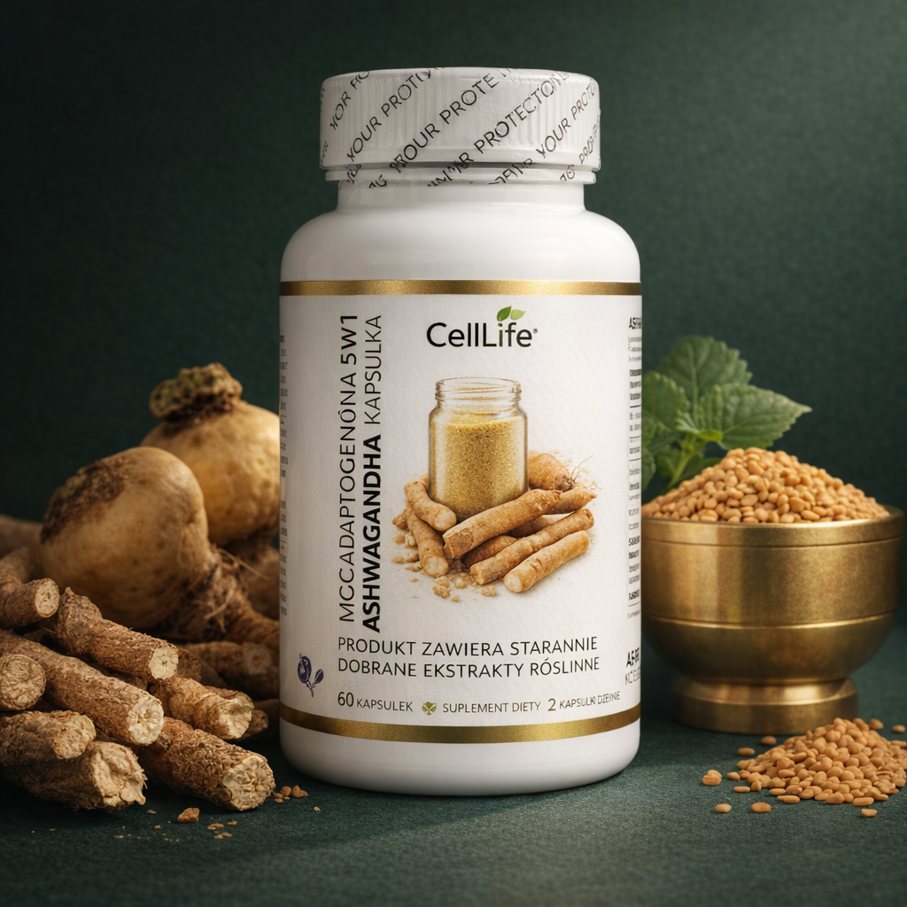 Suplement diety CELL LIFE ASHWAGANHA moc adaptogenów 15w1 60 kapsułek