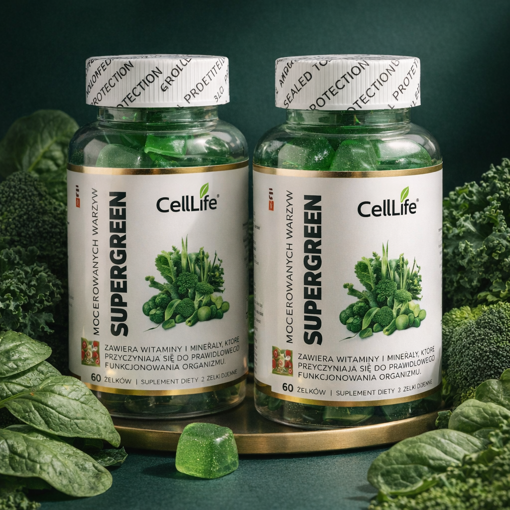 Suplement diety Cell-Life Supergreen Moc zielonych warzyw żelki 120 sztuk