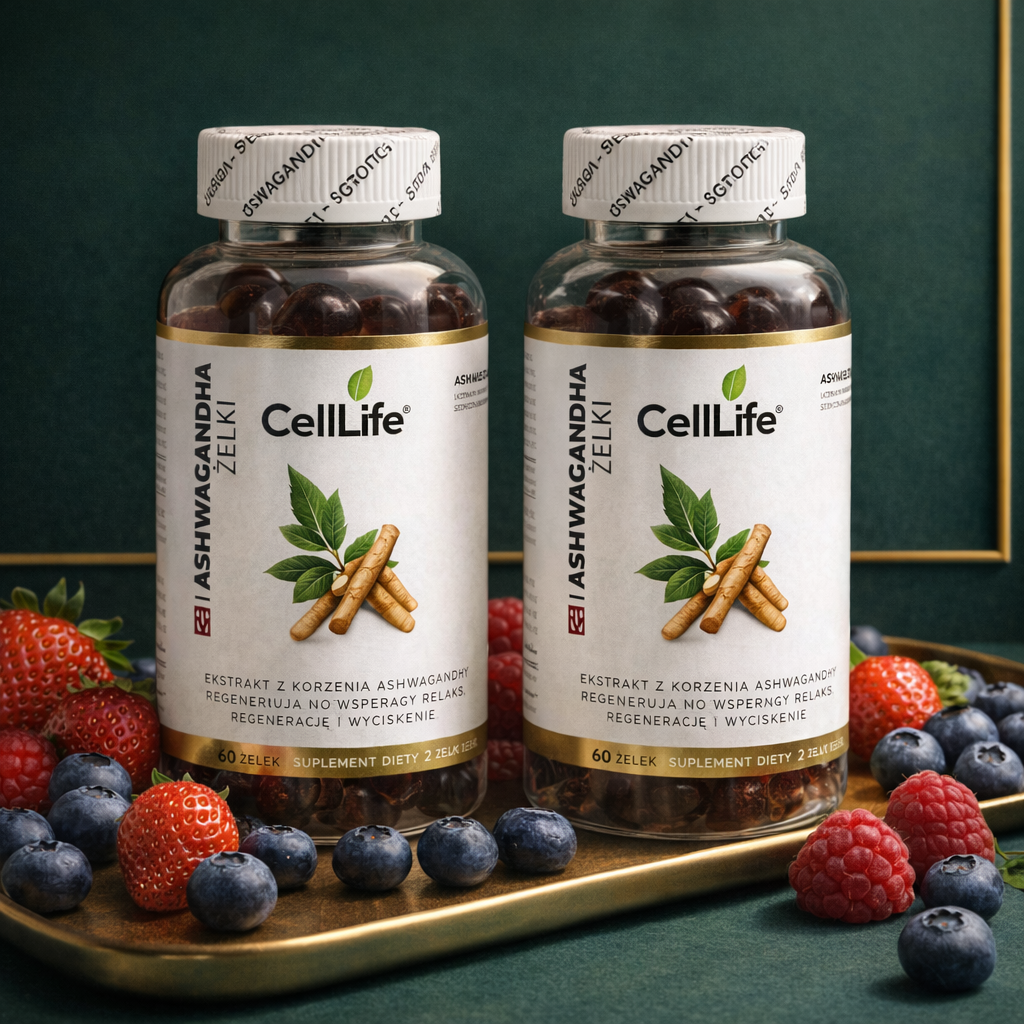 Suplement diety CELL LIFE ASHWAGANDHA energia i koncentracja 2x60 żelków