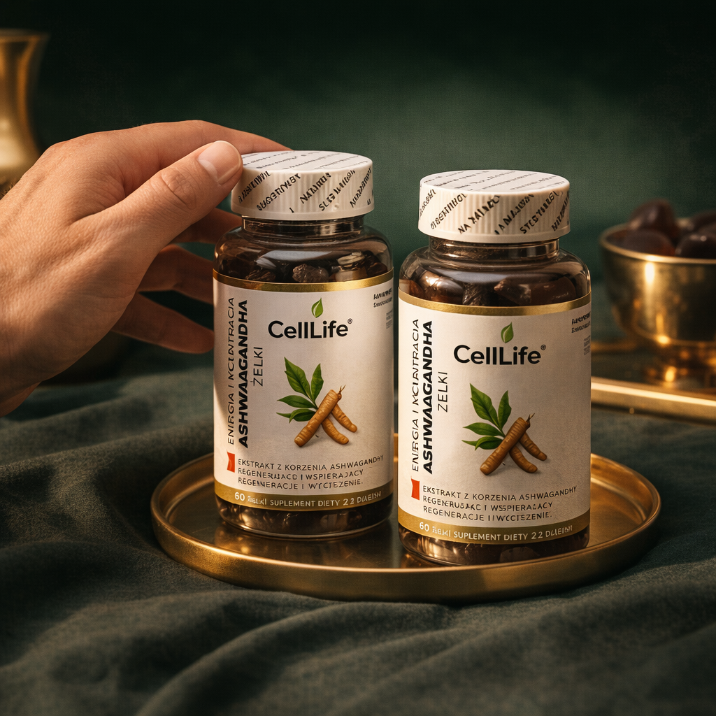 Suplement diety CELL LIFE ASHWAGANDHA energia i koncentracja 2x60 żelków