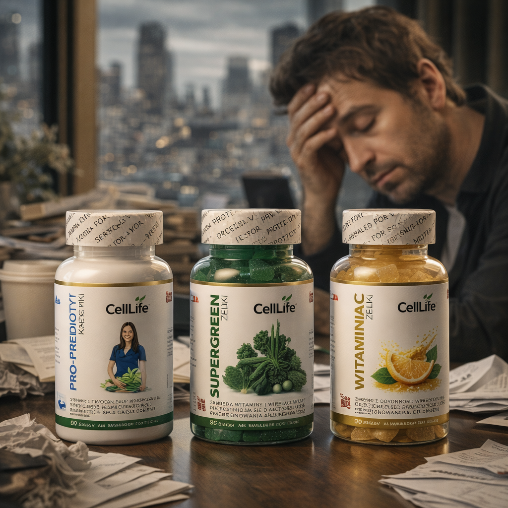 Suplementy diety Cell Life Odporność Jelita Witamina C SuperGreen Prebiotyk