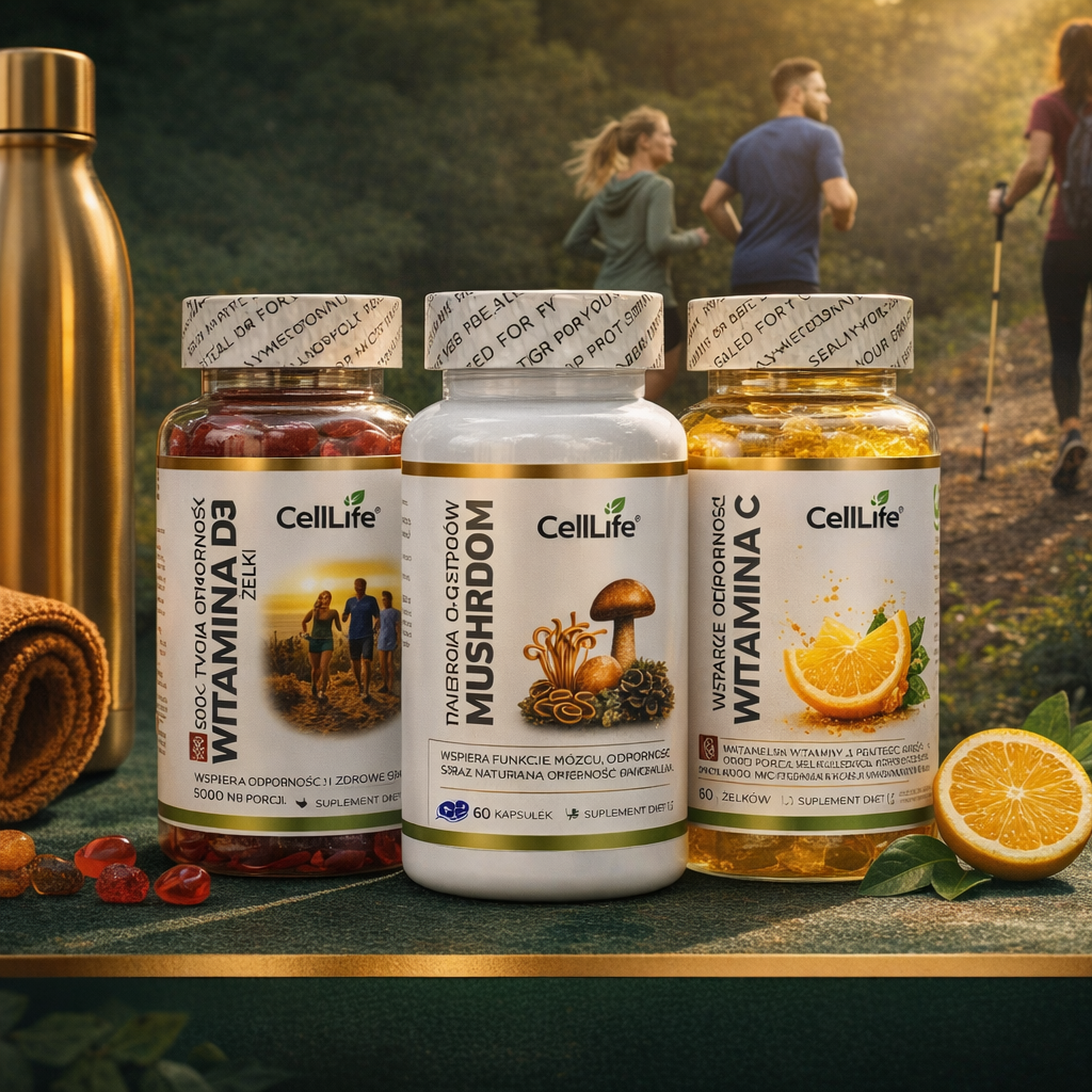 Zestaw Suplementów CellLife Witamina D3 C Mushroom Odporność Energia