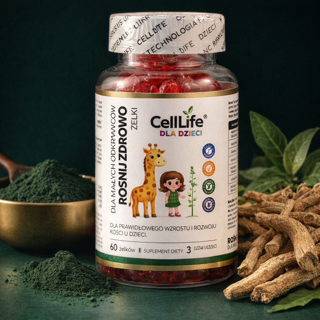 Cell Life Żelki dla Dzieci Rośnij Zdrowo D3 K2 MK7 Cynk Witamina C 60 szt