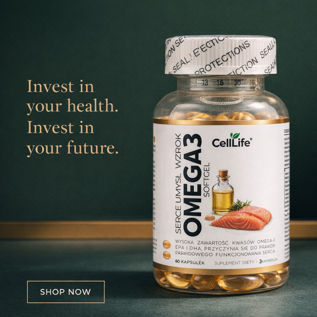 Suplement diety Cell-Life OMEGA 3, 2 x 60 kapsułek - BEZ RYBIEGO POSMAKU