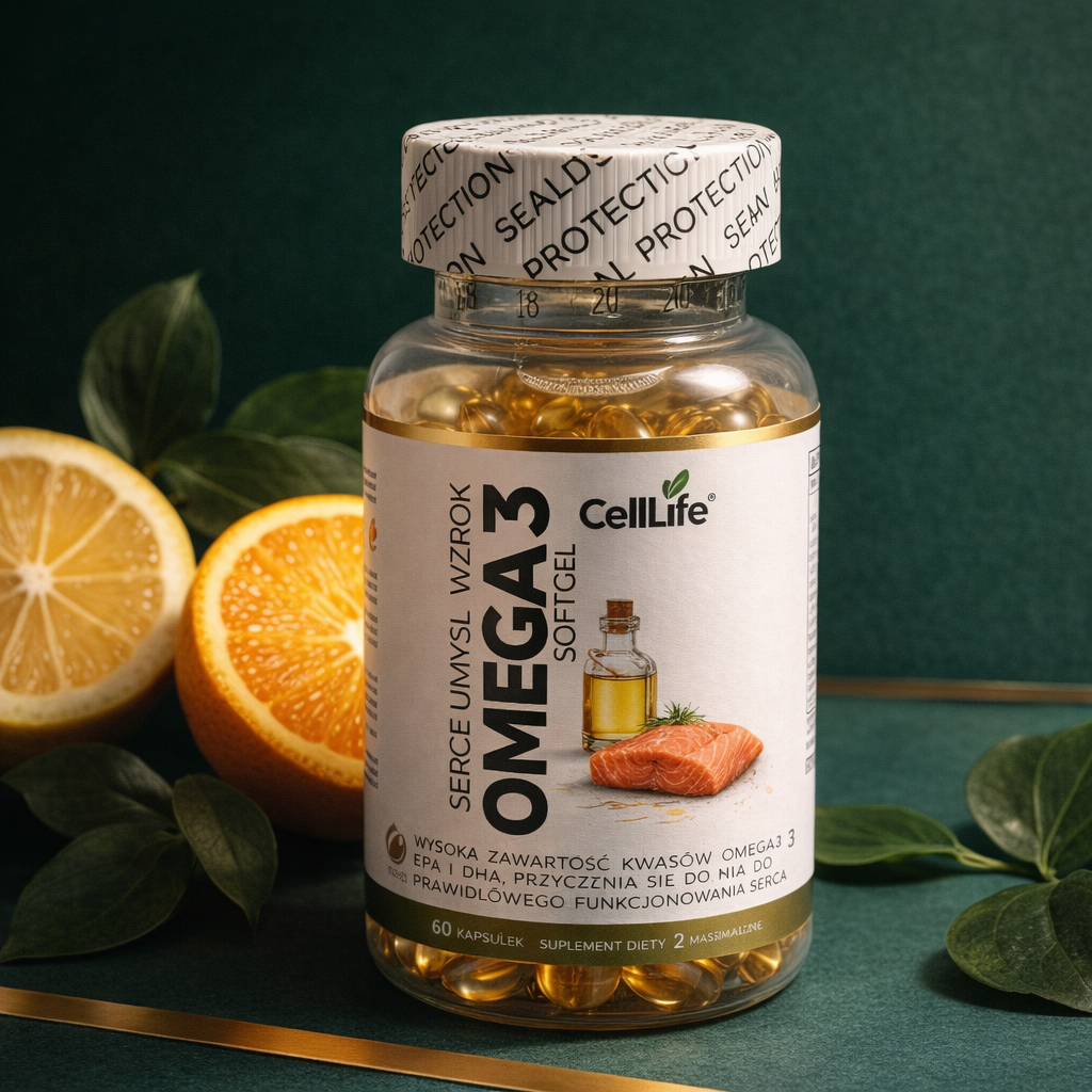 Suplement diety Cell-Life OMEGA 3, 2 x 60 kapsułek - BEZ RYBIEGO POSMAKU