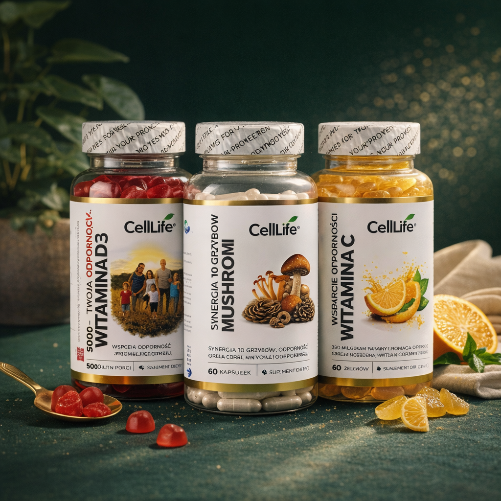 Suplement Cell Life Witamina D3 K2 Omega 3 + Witamina C Odporność Energia