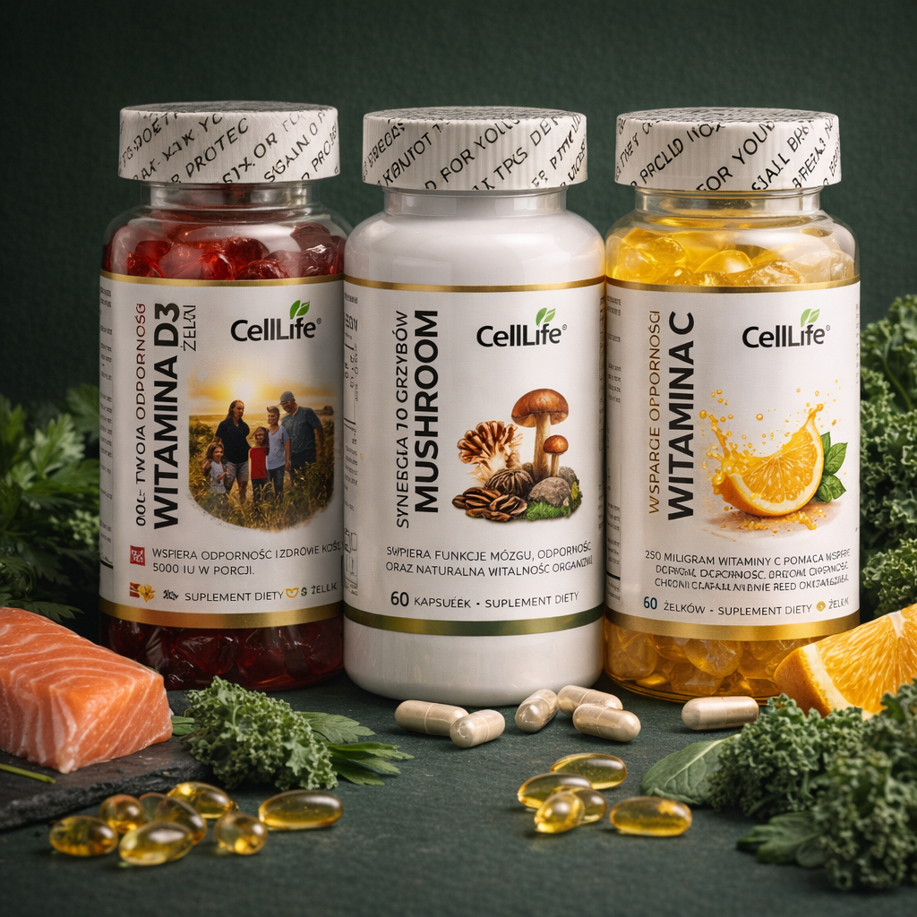 Suplement Cell Life Witamina D3 K2 Omega 3 + Witamina C Odporność Energia