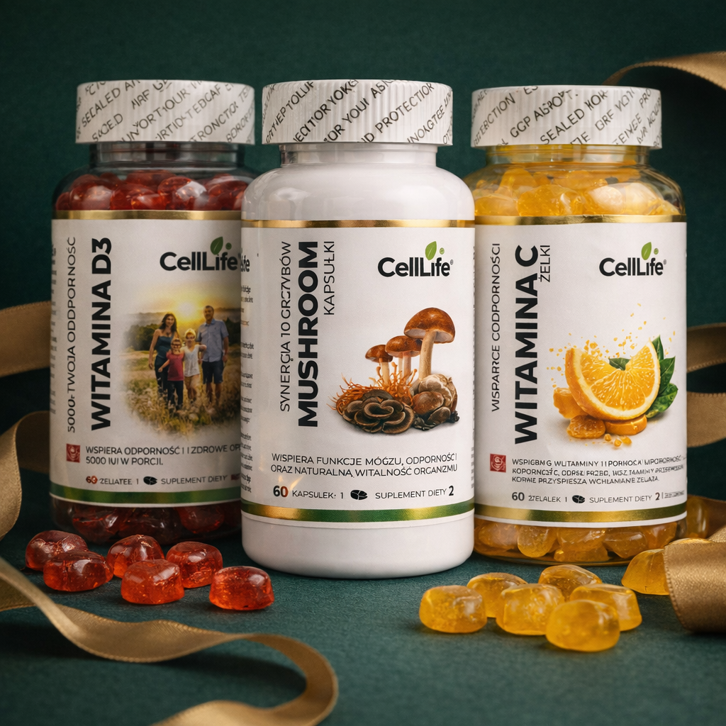 Suplement Cell Life Witamina D3 K2 Omega 3 + Witamina C Odporność Energia