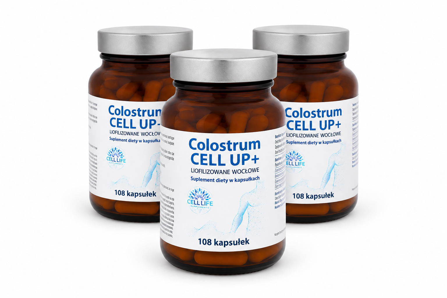 Cell Up Colostrum+ 3 x 108 kaps - odporność energia stres siara bydlęca